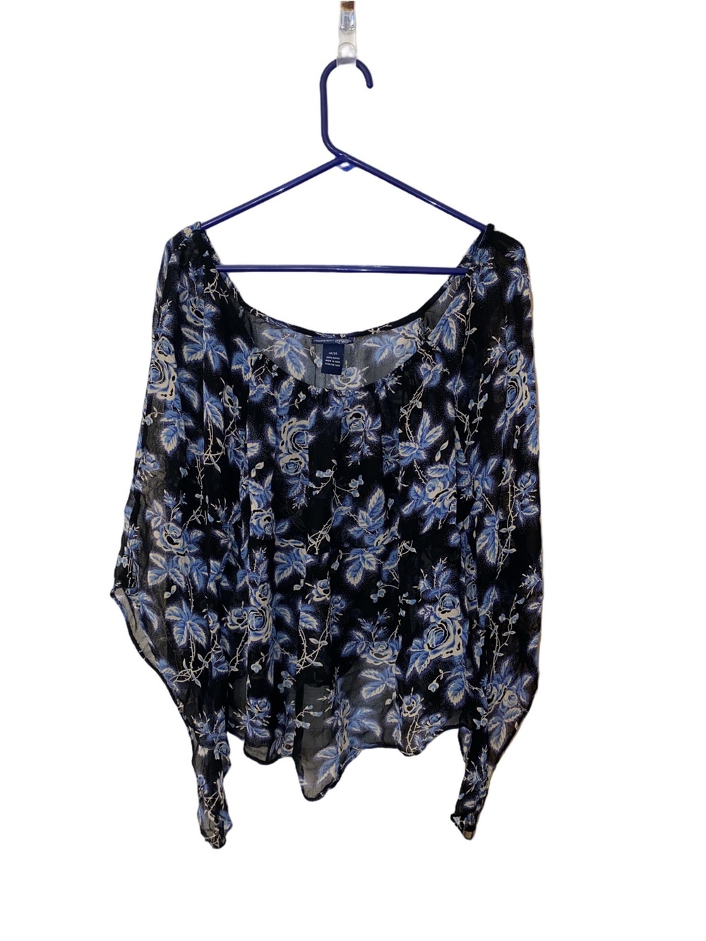 Vintage Venezia Jeans Co. Rose Print Angel Sleeve Whimsigoth Blouse - 18/20
